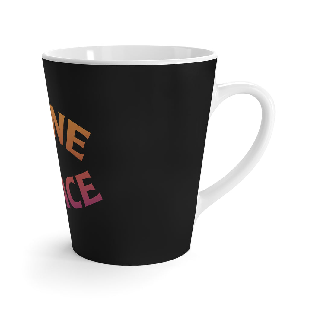 Latte Mug — "Divine Menace" Gradient Typography Coffee Cup