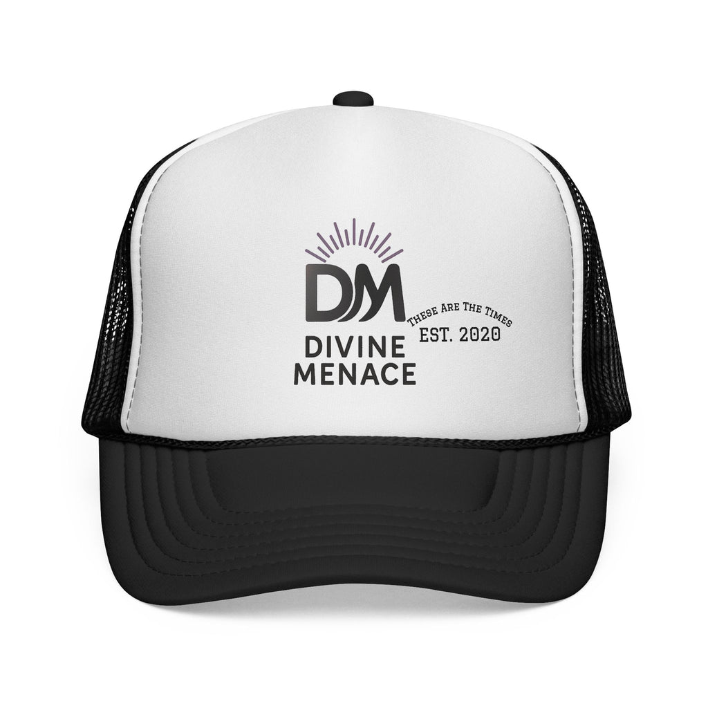Divine Menace Trucker Cap - Bold Logo Hat, Unisex Streetwear Snapback, Festival & Everyday Essential