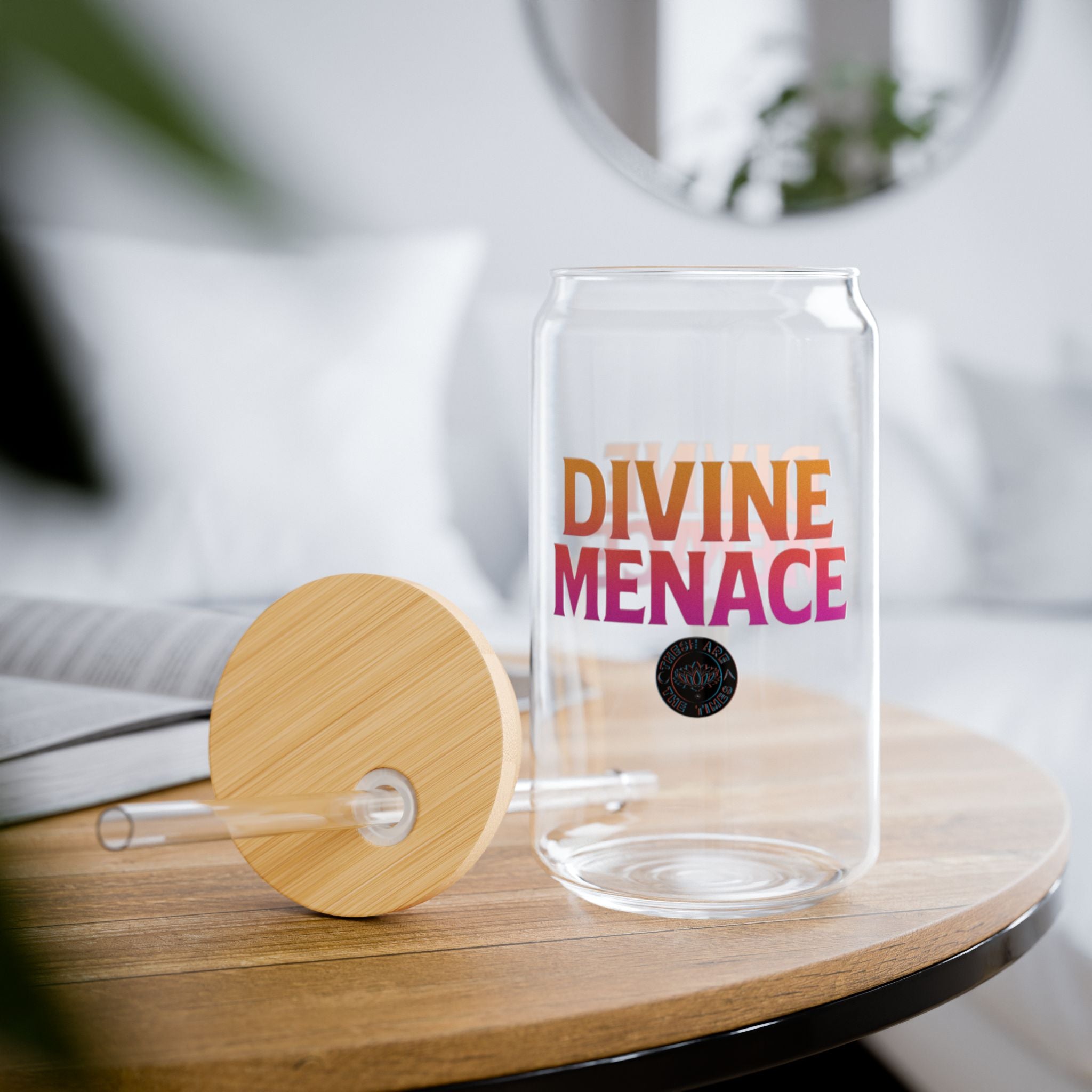 Divine Menace Sipper Glass, Eco-Friendly Drinkware, Perfect for Parties, Birthdays, Housewarming, Summer Sips