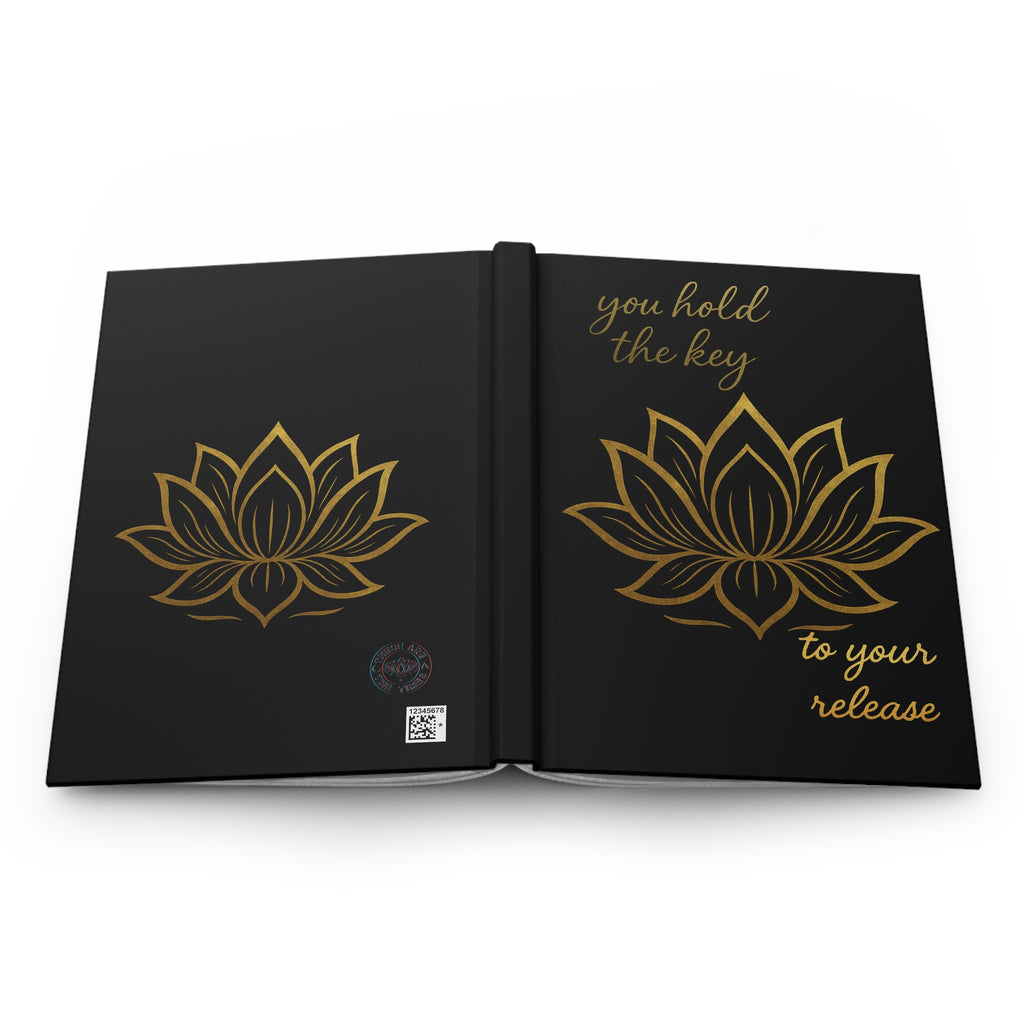 Elegant Gold Lotus Hardcover Journal - Inspirational Writing Notebook, Daily Planner, Stationery Gift, Self-Care Diary, Botanical Artwork