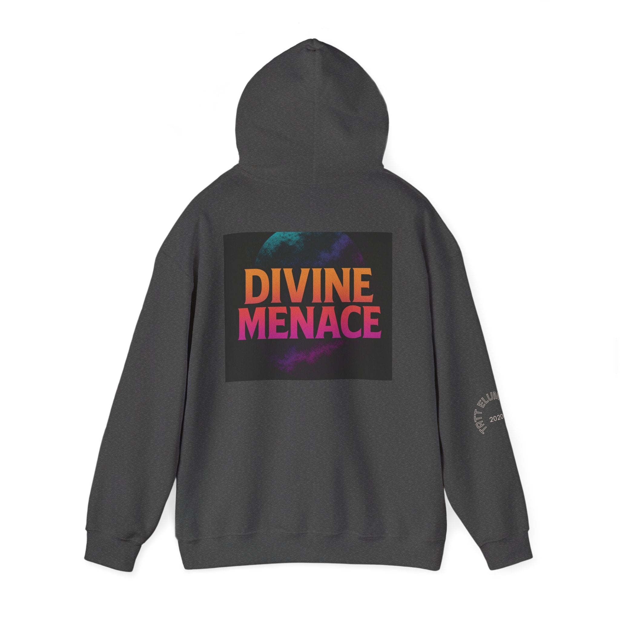 Divine Menace Hoodie - Unisex Heavy Blend Pullover, Cosmic Streetwear, Bold Alignment Drop