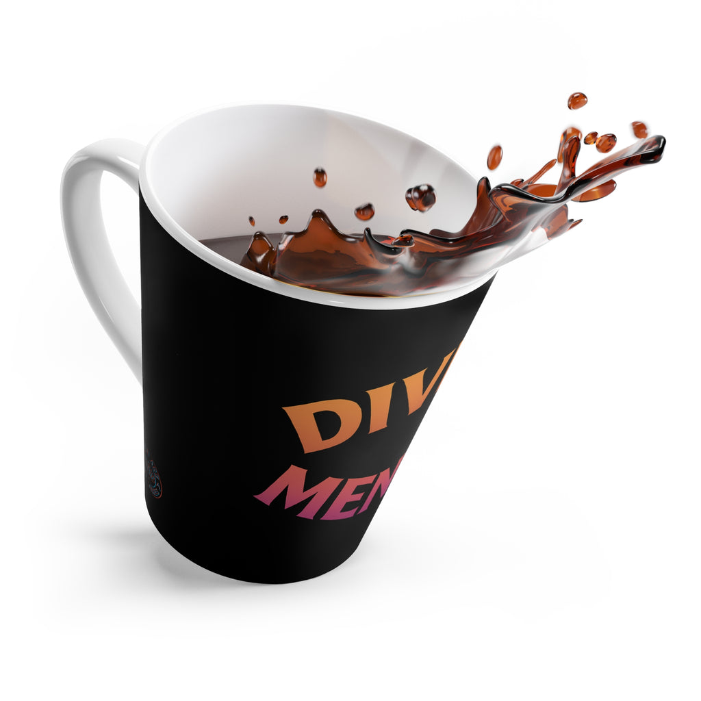 Latte Mug — "Divine Menace" Gradient Typography Coffee Cup