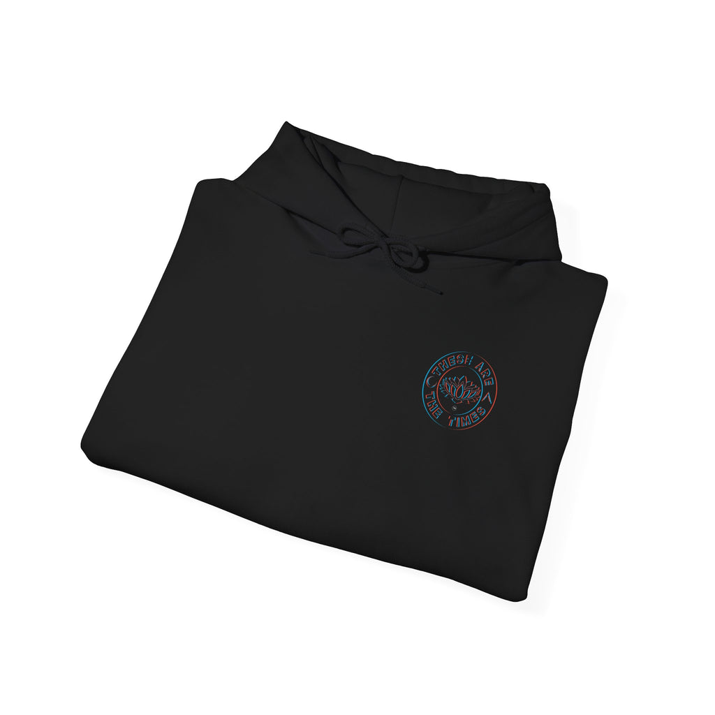 Divine Menace Hoodie - Unisex Heavy Blend Pullover, Cosmic Streetwear, Bold Alignment Drop