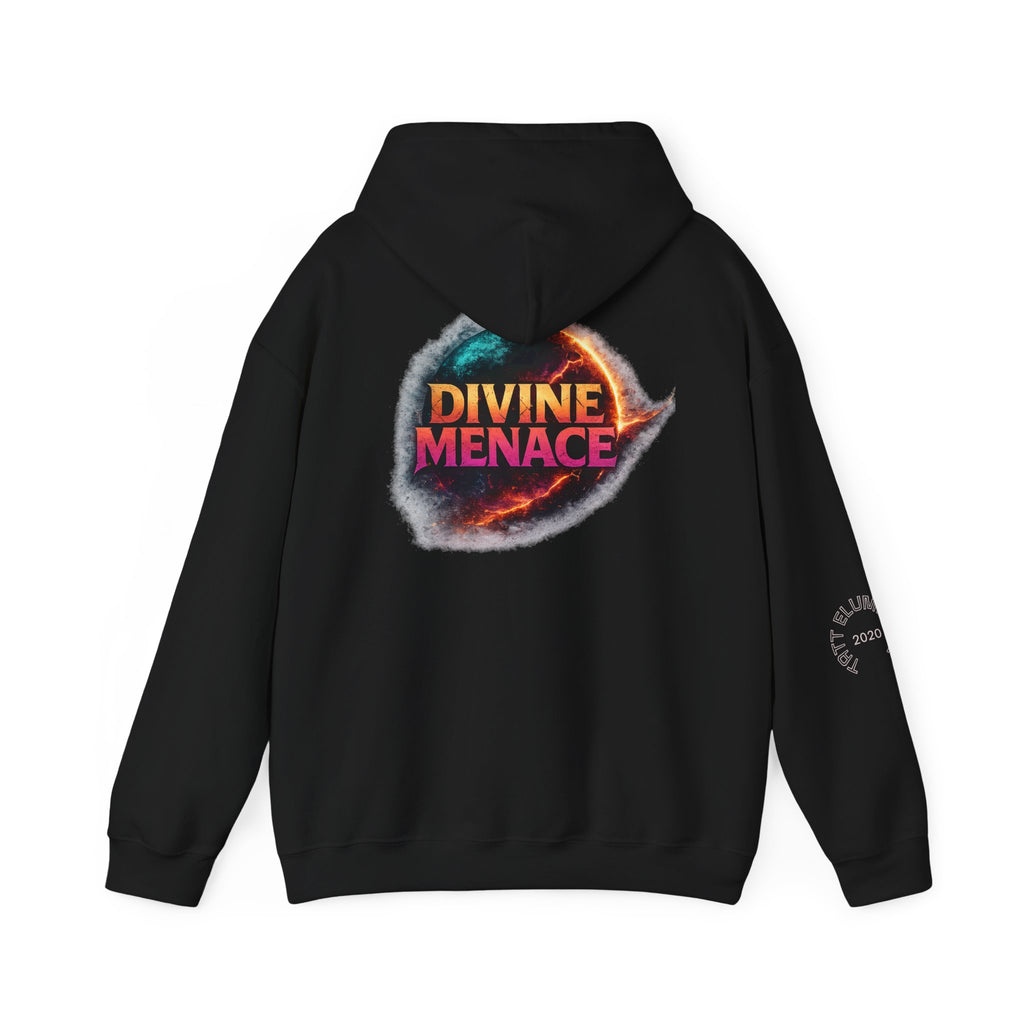 Divine Menace Flame Hoodie — Black Graphic Sweatshirt